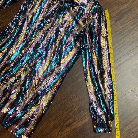 Meghan Fabulous MARTINI DRESS - RAINBOW GLITTER sequin Shirt Dress Size medium - Picture 12 of 16